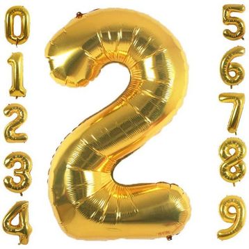 Patladı Gitti 32-34 inç 82 cm 2 İki Rakam Gold Folyo Balon
