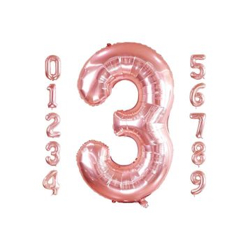 Patladı Gitti 32-34 inç 82 cm 3 Üç Rakam Rose Gold Folyo Balon