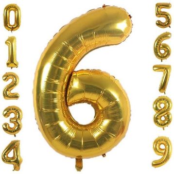 Patladı Gitti 32-34 inç 82 cm 6 Altı Rakam Gold Folyo Balon