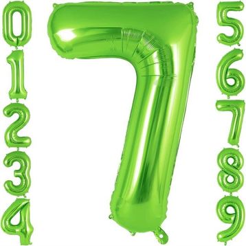 Patladı Gitti 32-34 inç 82 cm 7 Rakam Açık Yeşil Folyo Balon