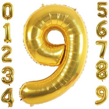 Patladı Gitti 32-34 inç 82 cm 9 Dokuz Rakam Gold Folyo Balon