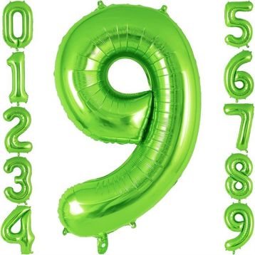 Patladı Gitti 32-34 inç 82 cm 9 Rakam Açık Yeşil Folyo Balon