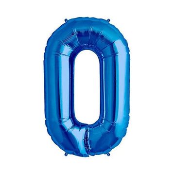 Patladı Gitti 34 inç 76-82 cm 0 Rakam Mavi Folyo Balon