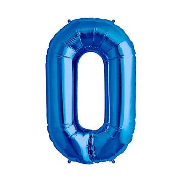 Patladı Gitti 34 inç 76-82 cm 0 Rakam Mavi Folyo Balon