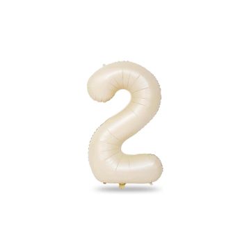 Patladı Gitti 34 inç 76-82 cm 2 Rakam Krem Folyo Balon