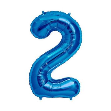 Patladı Gitti 34 inç 76-82 cm 2 Rakam Mavi Folyo Balon
