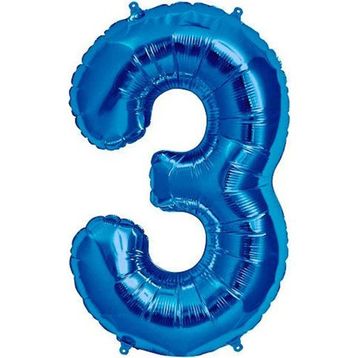 Patladı Gitti 34 inç 76-82 cm 3 Rakam Mavi Folyo Balon