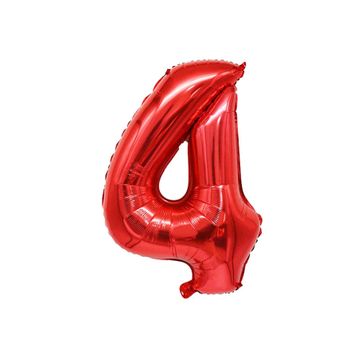 Patladı Gitti 34 inç 76-82 cm 4 Rakam Kırmızı Folyo Balon