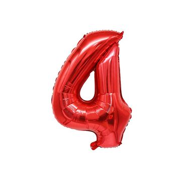 Patladı Gitti 34 inç 76-82 cm 4 Rakam Kırmızı Folyo Balon