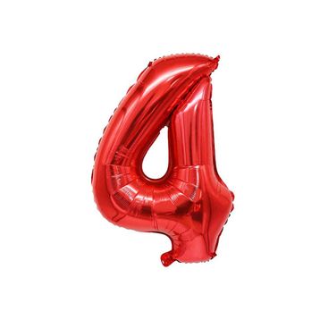 Patladı Gitti 34 inç 76-82 cm 4 Rakam Kırmızı Folyo Balon