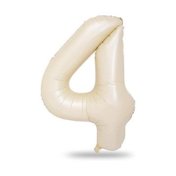 Patladı Gitti 34 inç 76-82 cm 4 Rakam Krem Folyo Balon