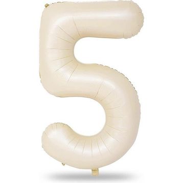 Patladı Gitti 34 inç 76-82 cm 5 Rakam Krem Folyo Balon