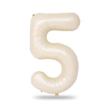 Patladı Gitti 34 inç 76-82 cm 5 Rakam Krem Folyo Balon