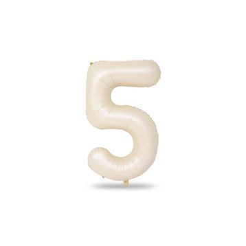 Patladı Gitti 34 inç 76-82 cm 5 Rakam Krem Folyo Balon