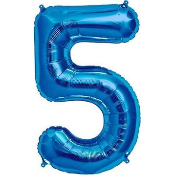 Patladı Gitti 34 inç 76-82 cm 5 Rakam Mavi Folyo Balon