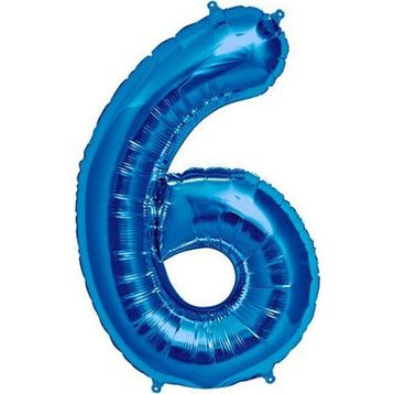 Patladı Gitti 34 inç 76-82 cm 6 Rakam Mavi Folyo Balon