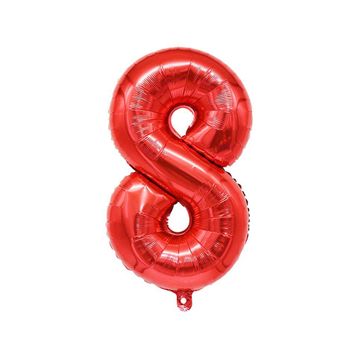 Patladı Gitti 34 inç 76-82 cm 8 Rakam Kırmızı Folyo Balon
