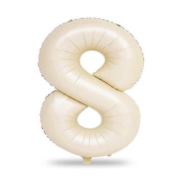 Patladı Gitti 34 inç 76-82 cm 8 Rakam Krem Folyo Balon