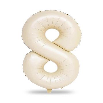 Patladı Gitti 34 inç 76-82 cm 8 Rakam Krem Folyo Balon