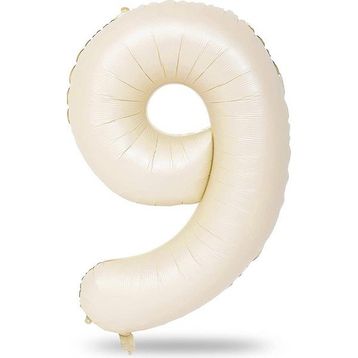 Patladı Gitti 34 inç 76-82 cm 9 Rakam Krem Folyo Balon