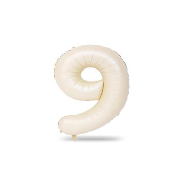 Patladı Gitti 34 inç 76-82 cm 9 Rakam Krem Folyo Balon