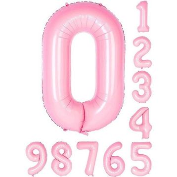 Patladı Gitti 34 inç 76 cm 0 Sıfır Rakam Pembe Folyo Balon