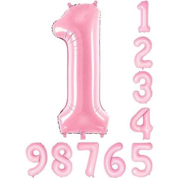 Patladı Gitti 34 inç 76 cm 1 Bir Rakam Pembe Folyo Balon