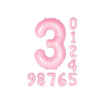Patladı Gitti 34 inç 76 cm 3 Üç Rakam Pembe Folyo Balon