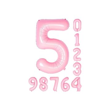 Patladı Gitti 34 inç 76 cm 5 Beş Rakam Pembe Folyo Balon