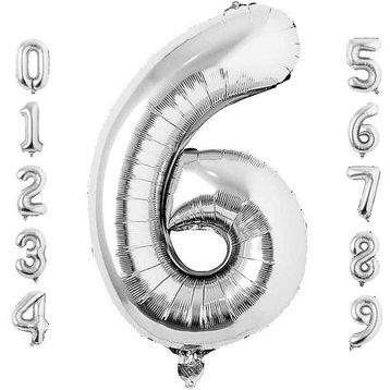 Patladı Gitti 34 inç 76 cm 6 Altı Rakam Gümüş Folyo Balon
