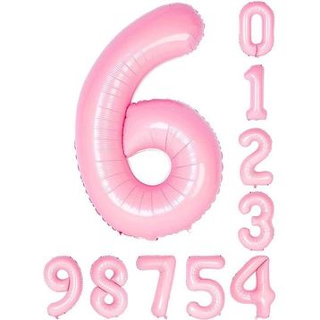 Patladı Gitti 34 inç 76 cm 6 Altı Rakam Pembe Folyo Balon