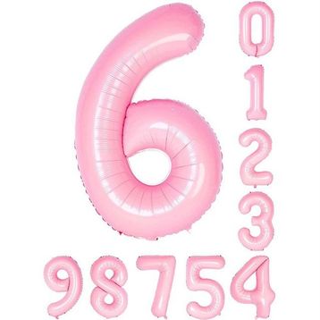 Patladı Gitti 34 inç 76 cm 6 Altı Rakam Pembe Folyo Balon
