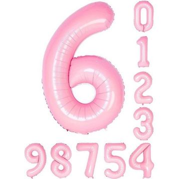Patladı Gitti 34 inç 76 cm 6 Altı Rakam Pembe Folyo Balon