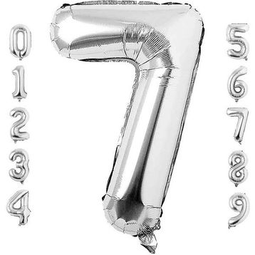 Patladı Gitti 34 inç 76 cm 7 Yedi Rakam Gümüş Folyo Balon