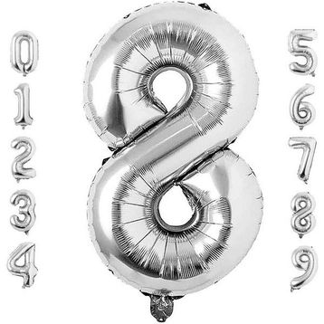 Patladı Gitti 34 inç 76 cm 8 Sekiz Rakam Gümüş Folyo Balon
