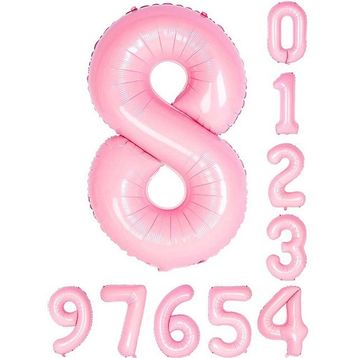 Patladı Gitti 34 inç 76 cm 8 Sekiz Rakam Pembe Folyo Balon