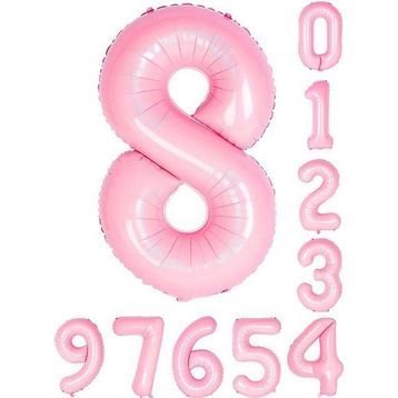 Patladı Gitti 34 inç 76 cm 8 Sekiz Rakam Pembe Folyo Balon