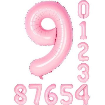 Patladı Gitti 34 inç 76 cm 9 Dokuz Rakam Pembe Folyo Balon