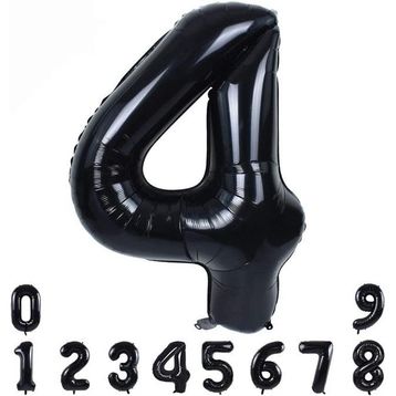 Patladı Gitti 34 inç 82 cm 4 Siyah Rakam Folyo Balon