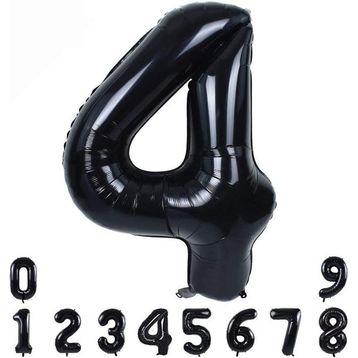Patladı Gitti 34 inç 82 cm 4 Siyah Rakam Folyo Balon