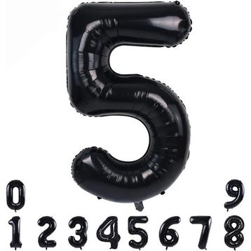 Patladı Gitti 34 inç 82 cm 5 Siyah Rakam Folyo Balon