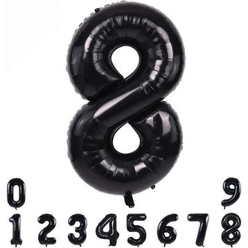 Patladı Gitti 34 inç 82 cm 8 Siyah Rakam Folyo Balon