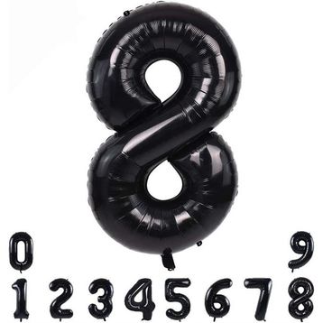 Patladı Gitti 34 inç 82 cm 8 Siyah Rakam Folyo Balon