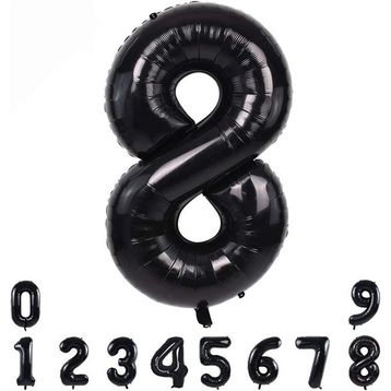 Patladı Gitti 34 inç 82 cm 8 Siyah Rakam Folyo Balon