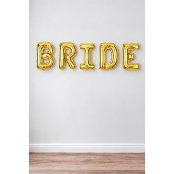 Patladı Gitti 36 cm Gold Renkli Bride Folyo Balon Seti