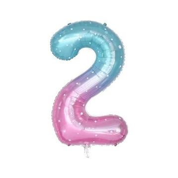 Patladı Gitti 40 inç 100 cm 2 Rakam Yıldızlı Gökkuşağı Folyo Balon