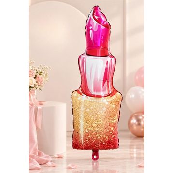 Patladı Gitti 40x95 cm Pembe Ruj Şeklinde Folyo Balon