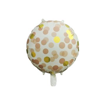 Patladı Gitti 45 cm Kahverengi Gold Puantiyeli Yuvarlak Folyo Balon