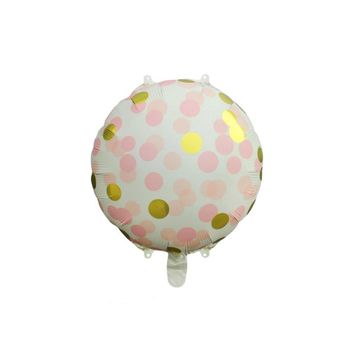 Patladı Gitti 45 cm Pembe Gold Puantiyeli Yuvarlak Folyo Balon