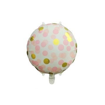 Patladı Gitti 45 cm Pembe Gold Puantiyeli Yuvarlak Folyo Balon